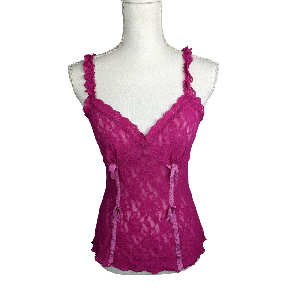 Hanky Panky Pink Lace Camisole Bustier Top Women Small Made in USA 1947MS